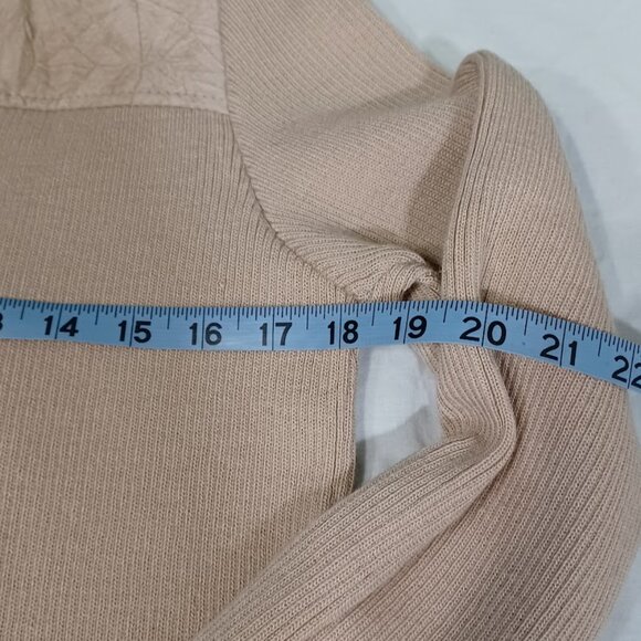 Coldwater Creek Jacket Womens Beige Petite Medium Suede Leather Knit Full Zip - Picture 7 of 10